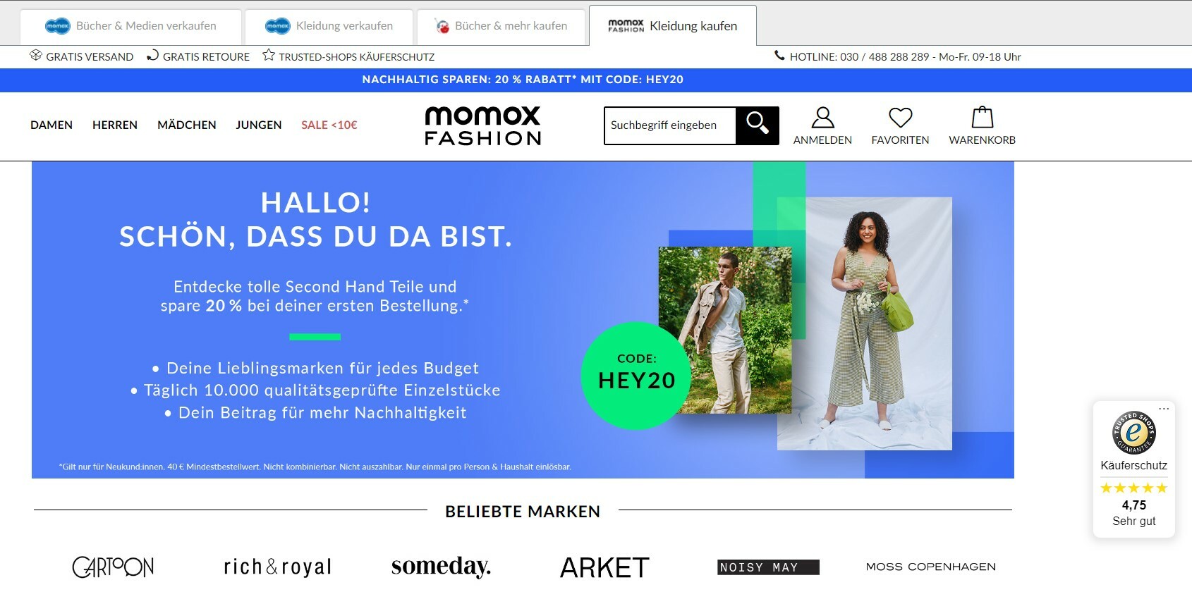 Screenshot momox fashion Secondhand