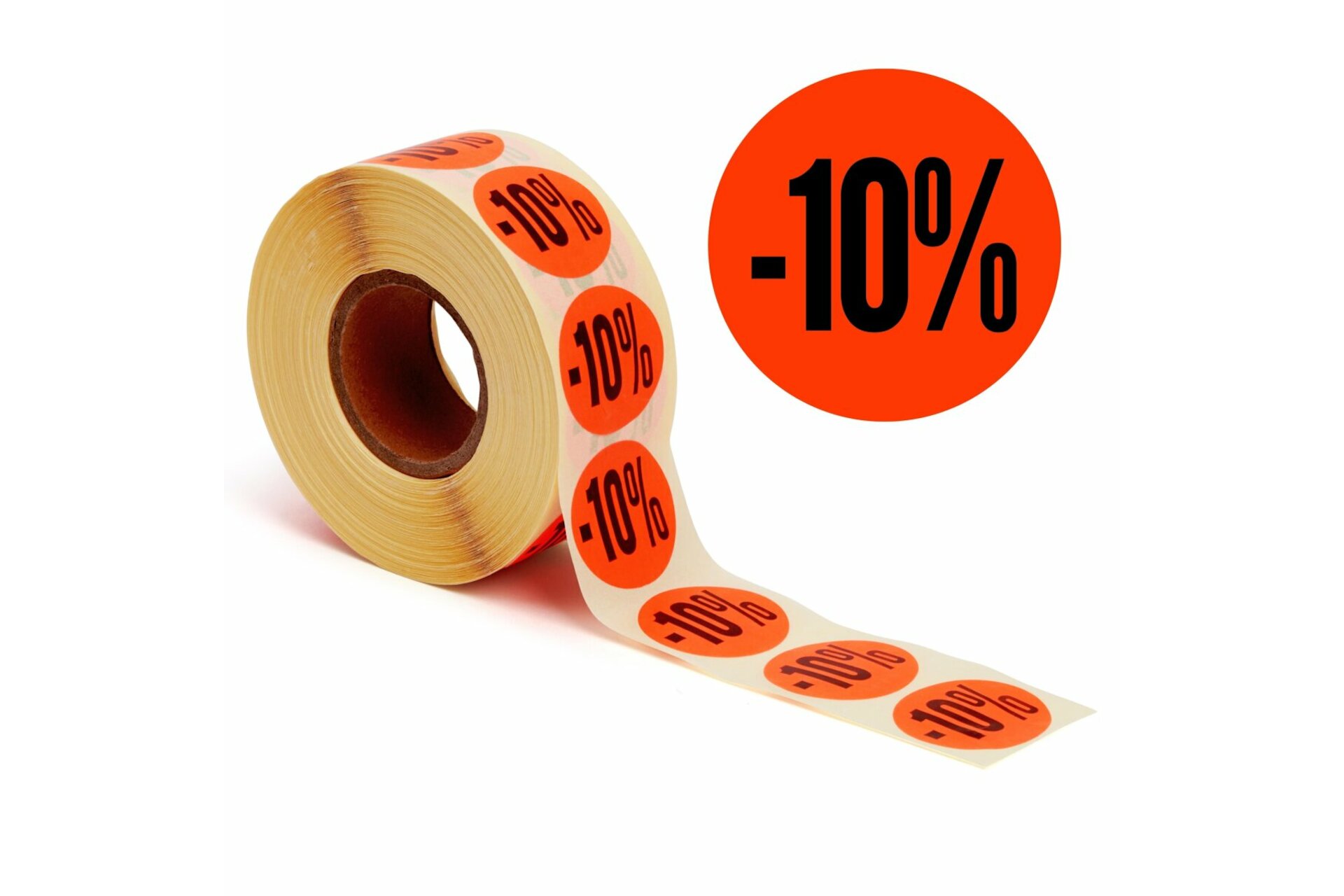 Aktionsetiketten leuchtrot &quot;-10%&quot; 32 mm, permanent