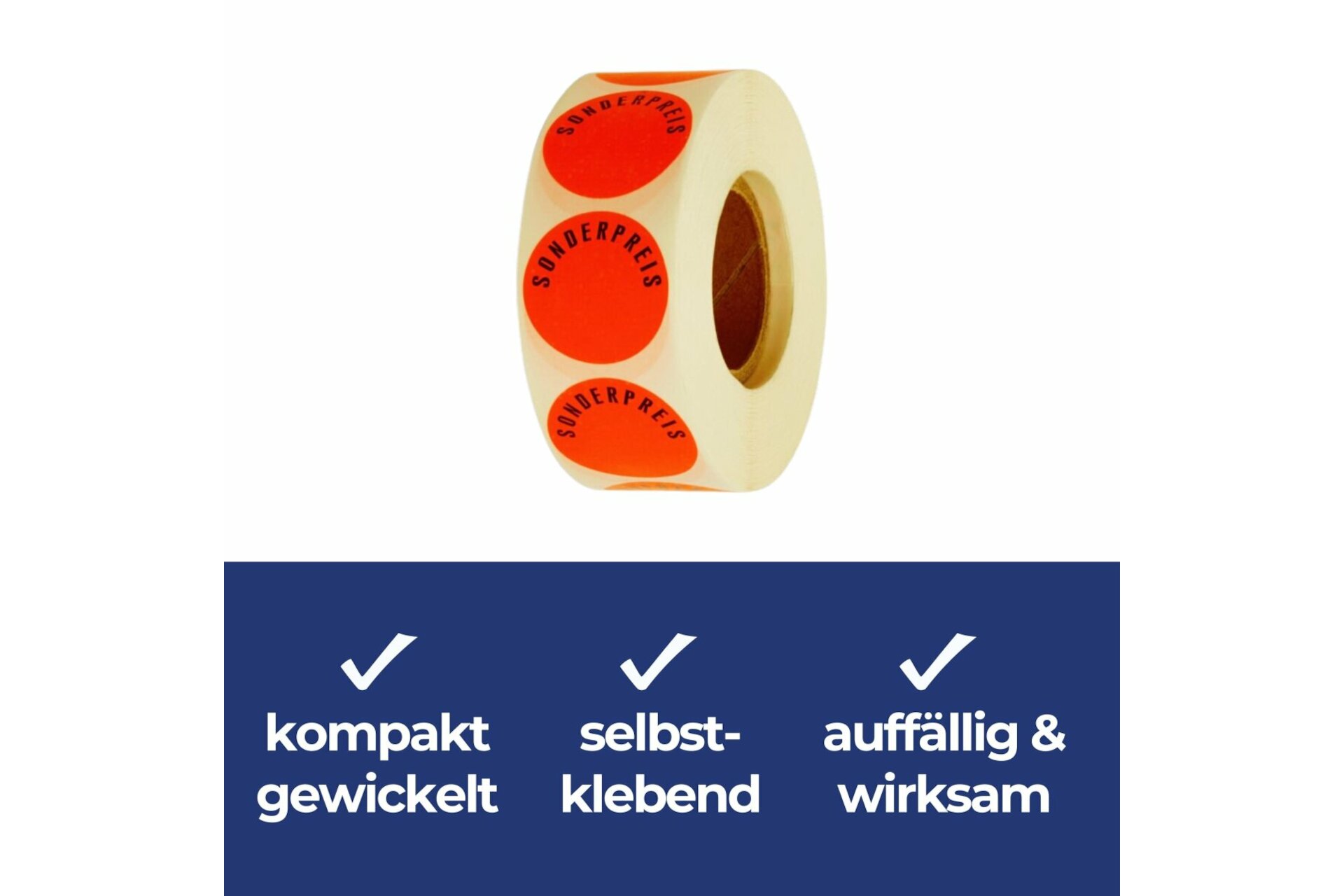 Aktionsetiketten leuchtrot &quot;Sonderpreis&quot; 32 mm, permanent