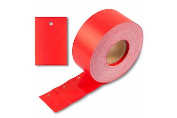 30x45 mm Kartonetiketten auf Rolle, rot