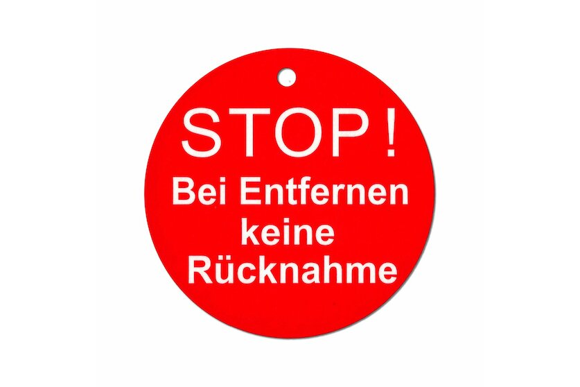 50 mm Kartonetiketten rund -STOP-